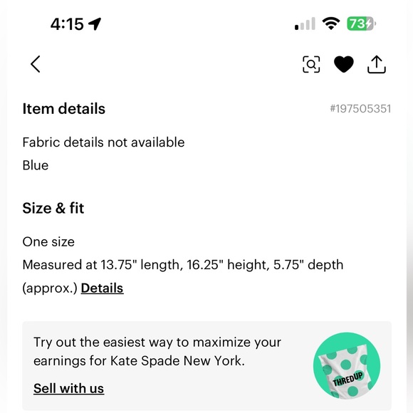 Kate Spade Blue Structured Backpack - Picture 3 of 7